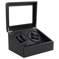 Black Wood Carbon Fiber Finish Watch Winder With Japanese Mabuchi Motor Watch Winder 4+6 For Gift