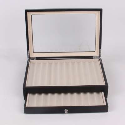 Small moq 12 double layer pen box packing paint display box solid pen collection wooden box