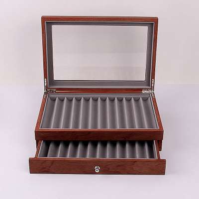 Eco friendly 23 slots pen case with velvet inner vintage style gift pen packing