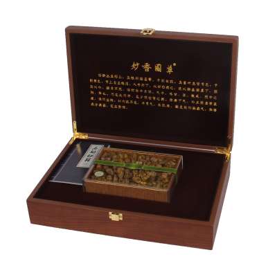 in stock ! recycle food grade wooden satin inner tonic herb ginseng tea packing gift box tasteless with buckle for wholesale