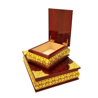 Golden luxury wood quran box for ramadan gift