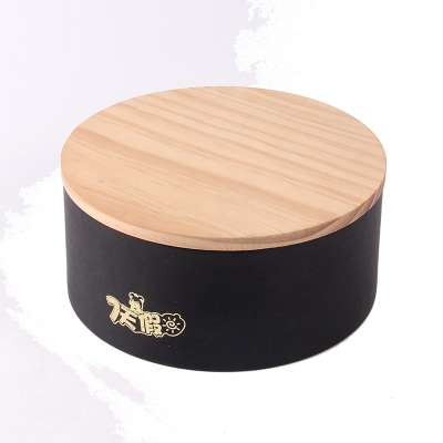 Korean Style Gift Box Round Wooden Lid Storage Case For Kids