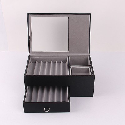 Fashion double pen case leather pen display box 14 slots PU pen storage box as gift