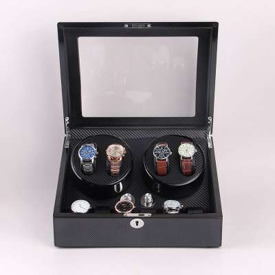 Luxury carbon fiber watch winder for 4+6 watches storage in stock motor box