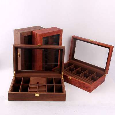 Creative high end jewelry box storage square sunroof wooden ring box velvet jewelry display box